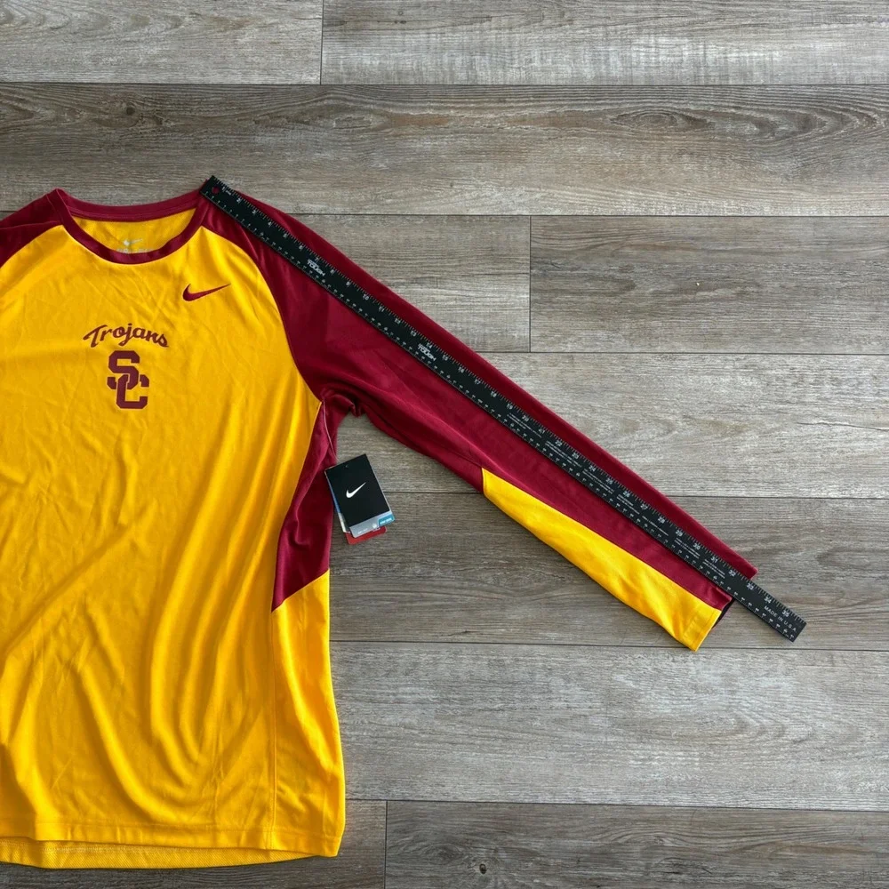 NWT Nike Dri-Fit USC Trojans Shirt Mens XL Gold Red Dri-FIT Long Sleeve NCAA